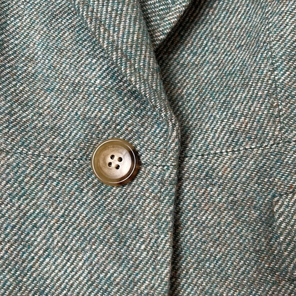 Talbots Petites Wool Blend Tweed Blazer Academia Office Preppy Festive Green 4P - Picture 6 of 14
